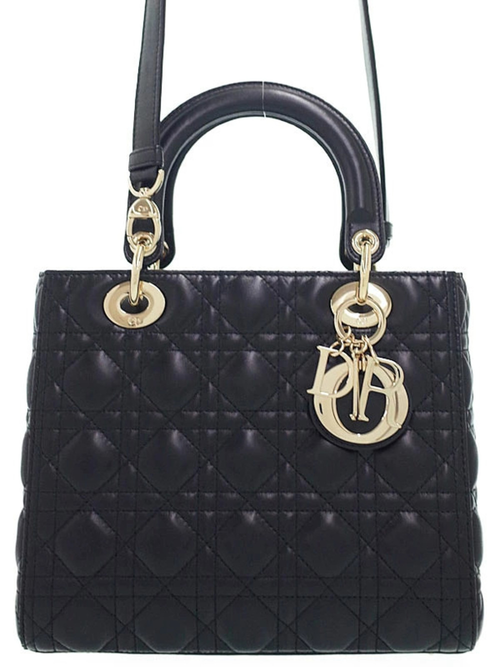 Christian Dior Lady Dior Bag black Cannage quilted lambskin leather
